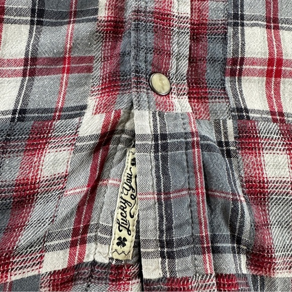 Lucky Brand Western Shirt Sz S Red Plaid Pearl Snap Cut & Sew Cowboy Rodeo - Picture 6 of 11